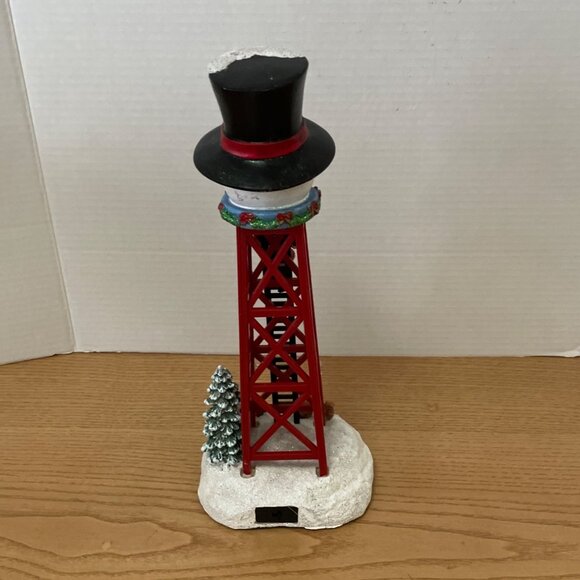 Holiday Time Lighted Snowman Water Tower Christmas Decoration w Santa Animals - Picture 4 of 8